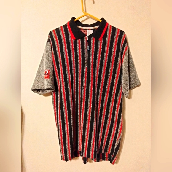 Paco Sport Other - Vintage 90s Paco Sport polo striped shirt with zipper instead of buttons.